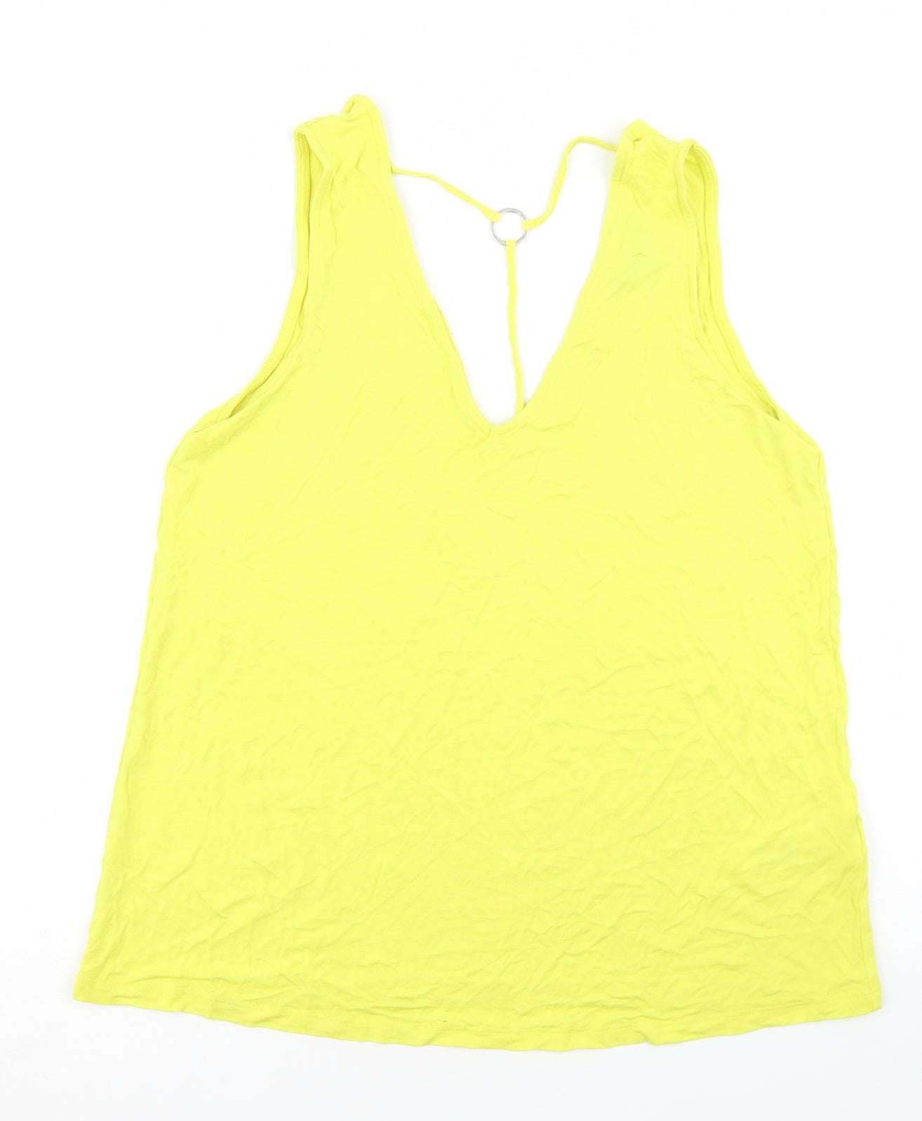 New Look Womens Yellow  Viscose Basic Tank Size 12 V-Neck