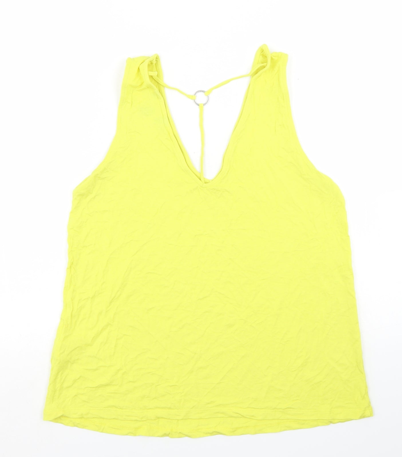 New Look Womens Yellow  Viscose Basic Tank Size 12 V-Neck
