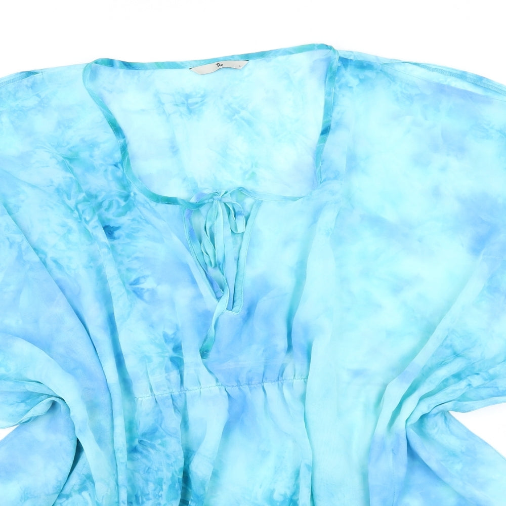 TU Womens Blue Tie Dye Polyester Kaftan  Size L  Round Neck