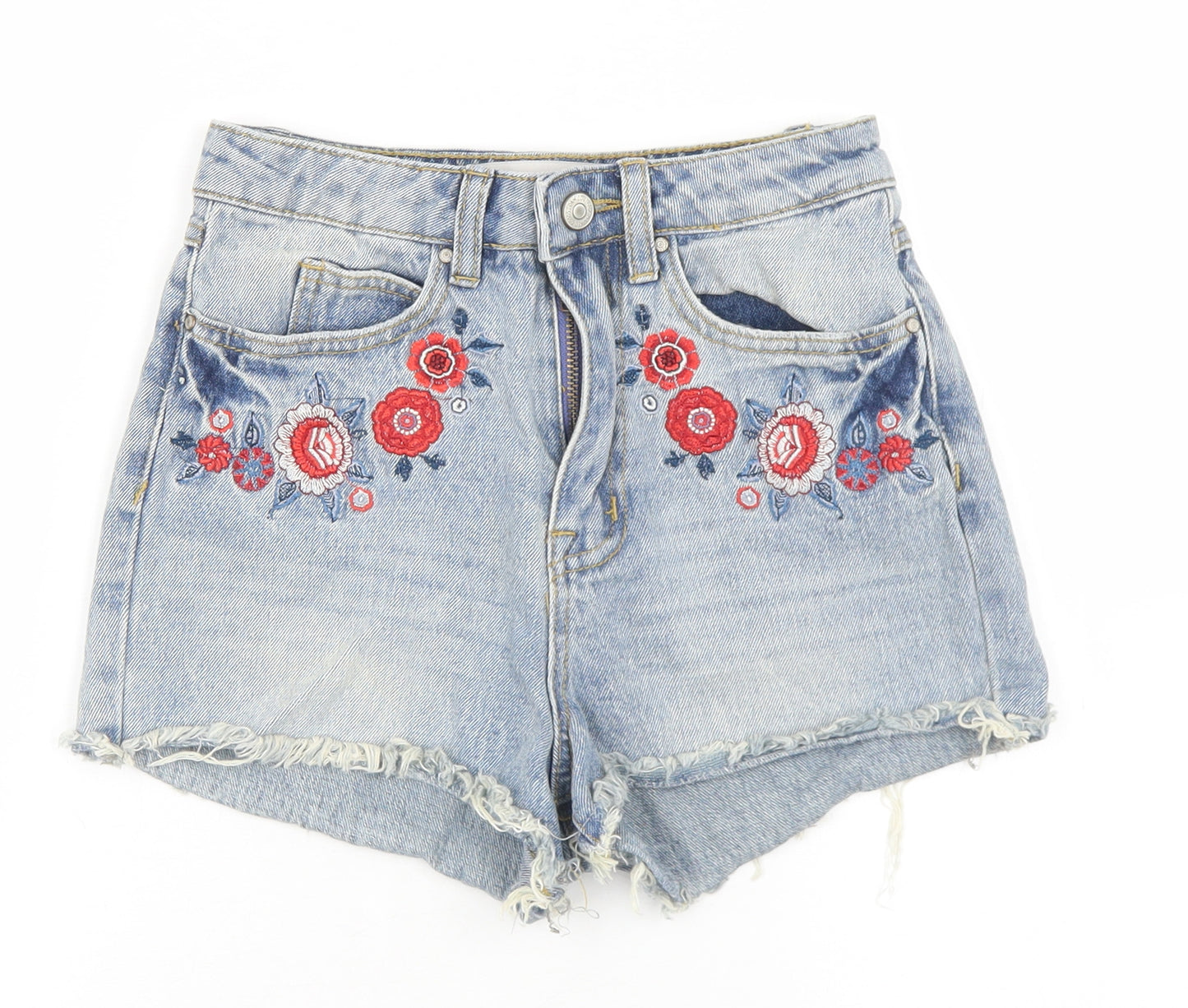 Denim Co Womens Blue  Cotton Hot Pants Shorts Size 6  Regular Button
