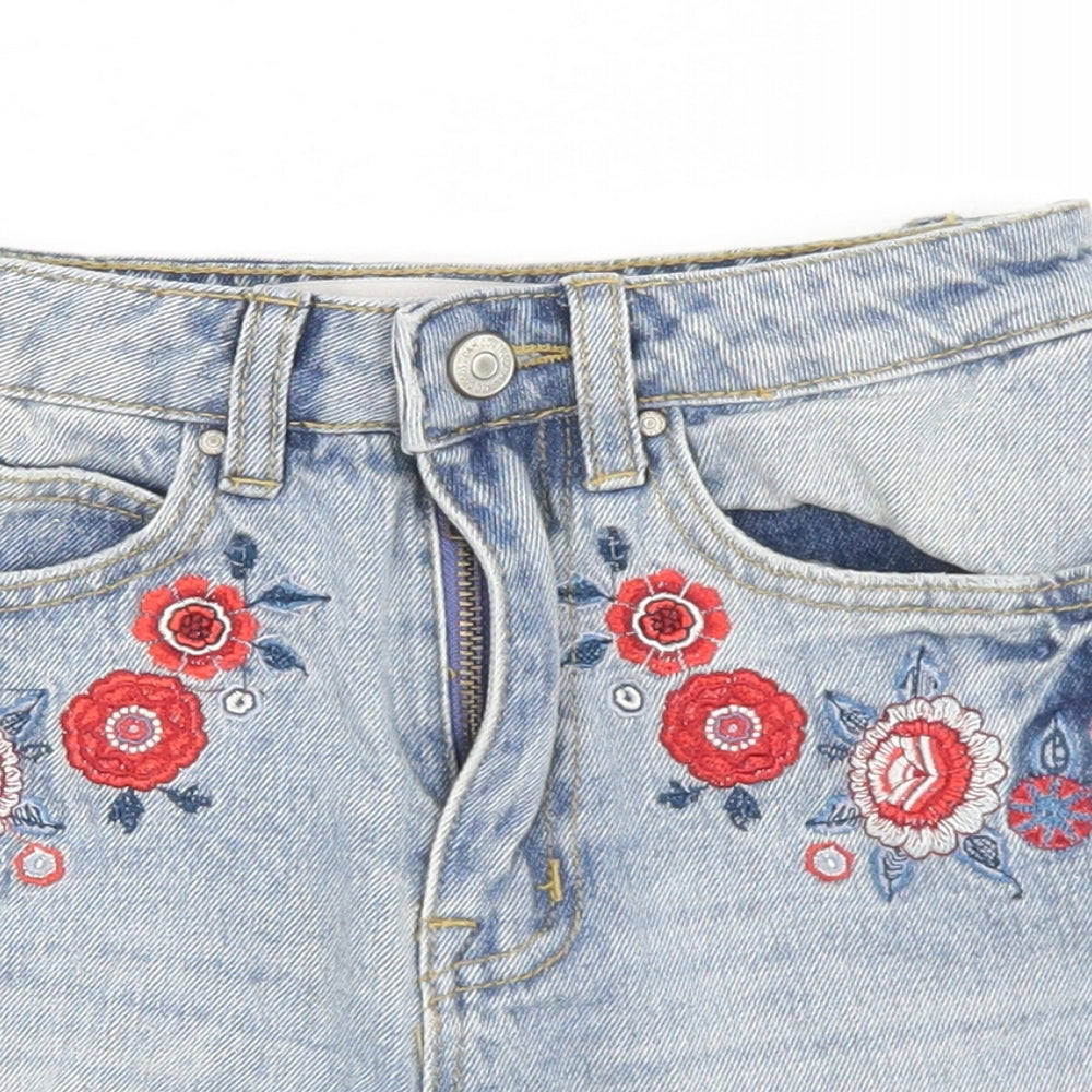 Denim Co Womens Blue  Cotton Hot Pants Shorts Size 6  Regular Button