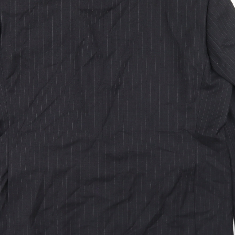 Samuel Windsor Mens Black Striped Wool Jacket Blazer Size 46