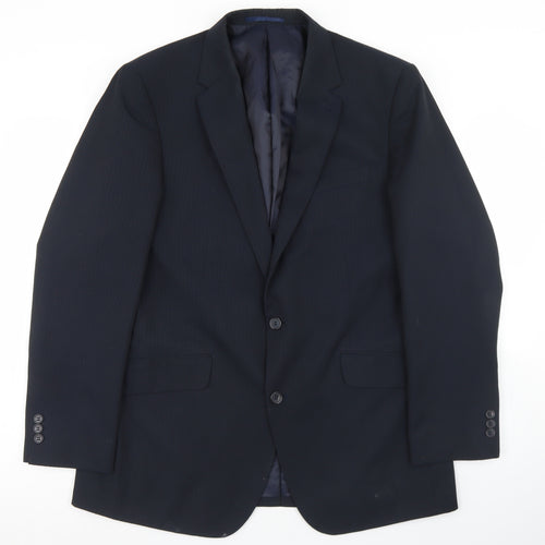 Taylor & Wright Mens Black Striped Polyester Jacket Blazer Size 42