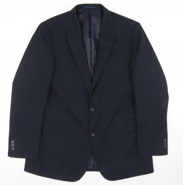 Taylor & Wright Mens Black Striped Polyester Jacket Blazer Size 42