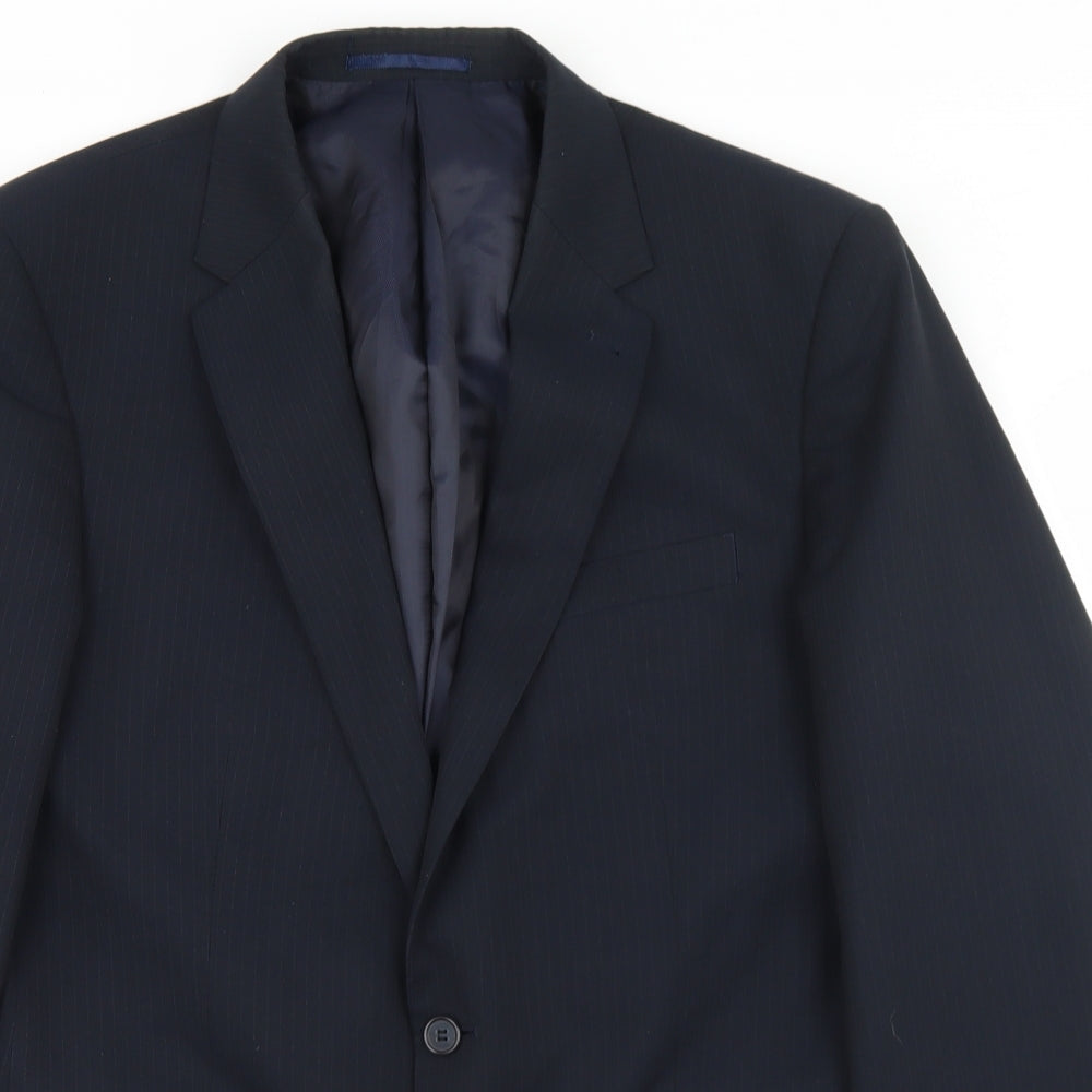 Taylor & Wright Mens Black Striped Polyester Jacket Blazer Size 42