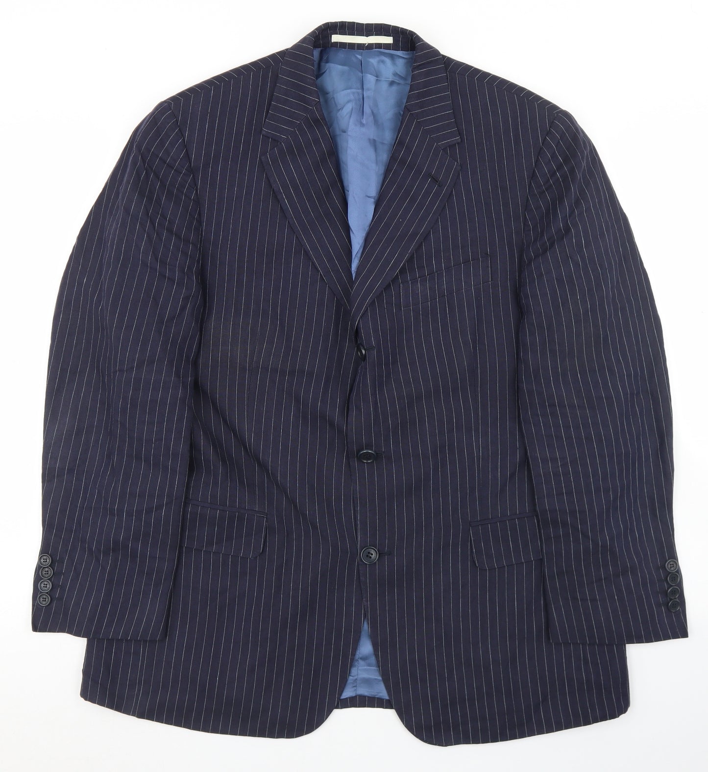 Racing Green Mens Blue Striped Linen Jacket Blazer Size 40