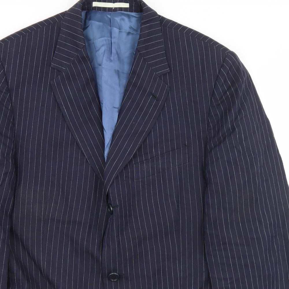 Racing Green Mens Blue Striped Linen Jacket Blazer Size 40