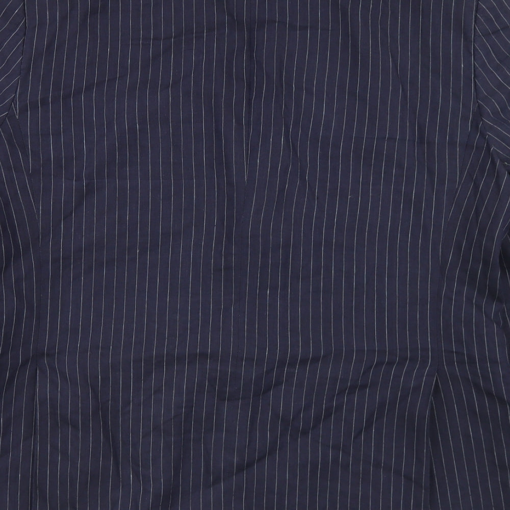 Racing Green Mens Blue Striped Linen Jacket Blazer Size 40