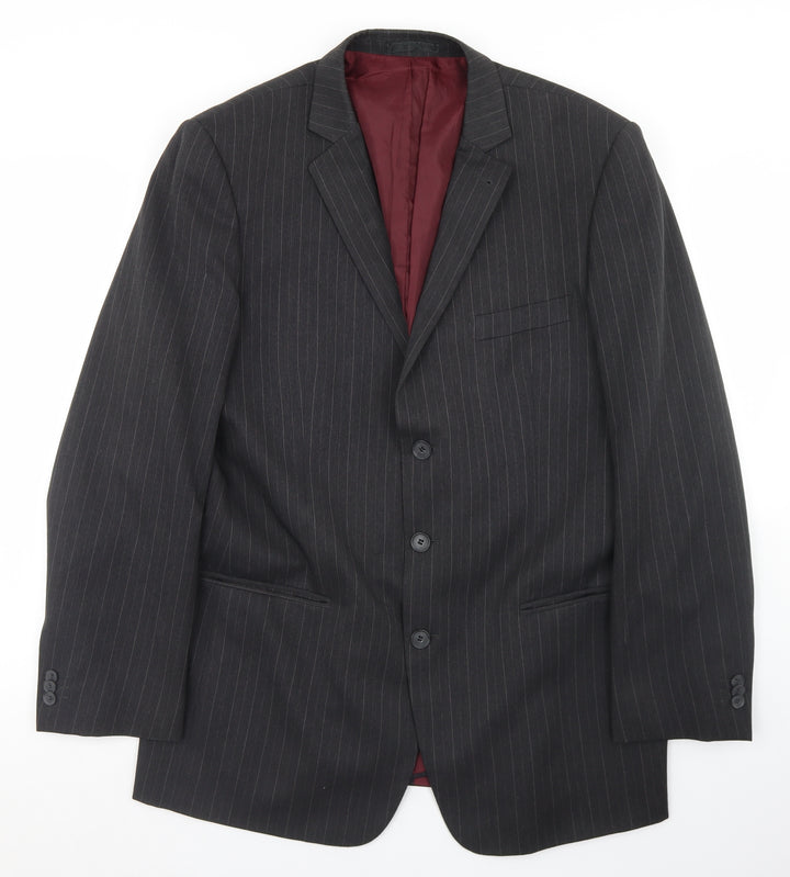 Taylor & Wright Mens Grey Striped Polyester Jacket Blazer Size 44