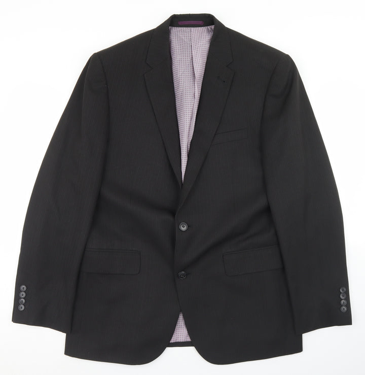 Taylor & Wright Mens Black Striped Polyester Jacket Blazer Size 42