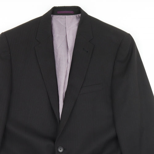 Taylor & Wright Mens Black Striped Polyester Jacket Blazer Size 42
