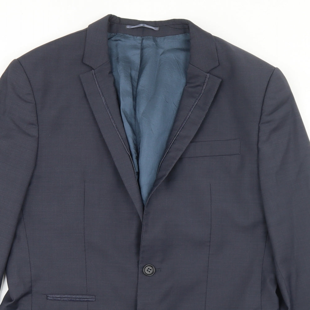 River Island Mens Blue  Polyester Jacket Blazer Size 40