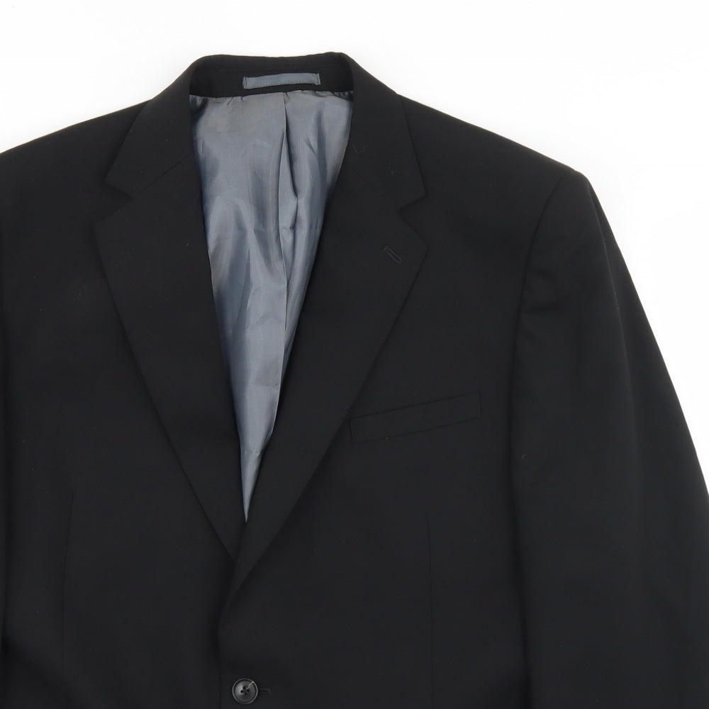 Marks and Spencer Mens Black  Wool Jacket Blazer Size 44