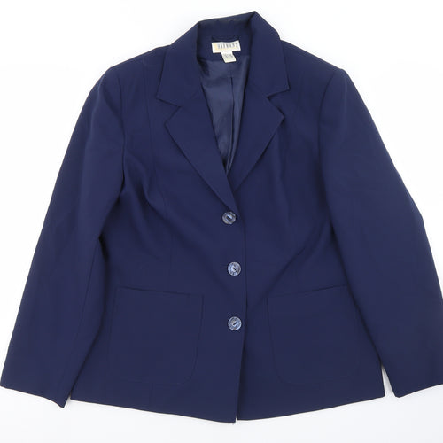 Harmant Womens Blue  Polyester Jacket Blazer Size 12