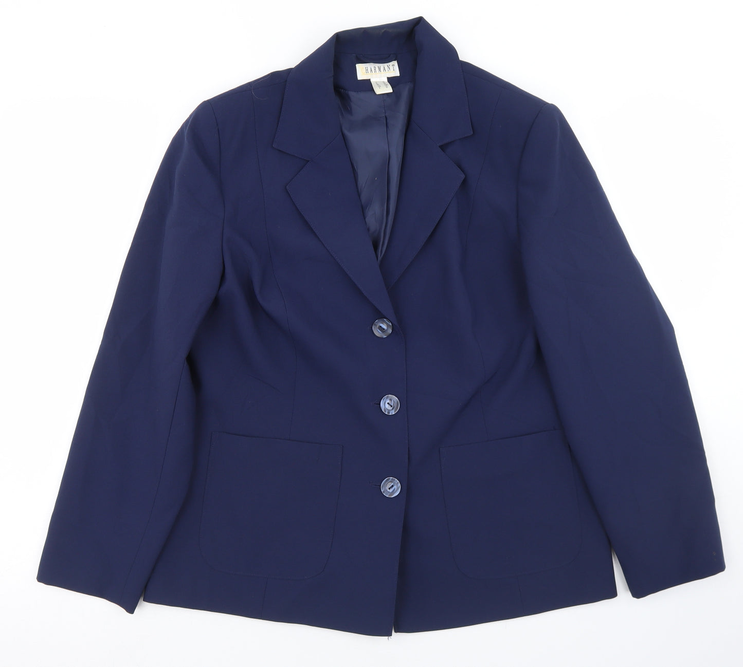 Harmant Womens Blue  Polyester Jacket Blazer Size 12