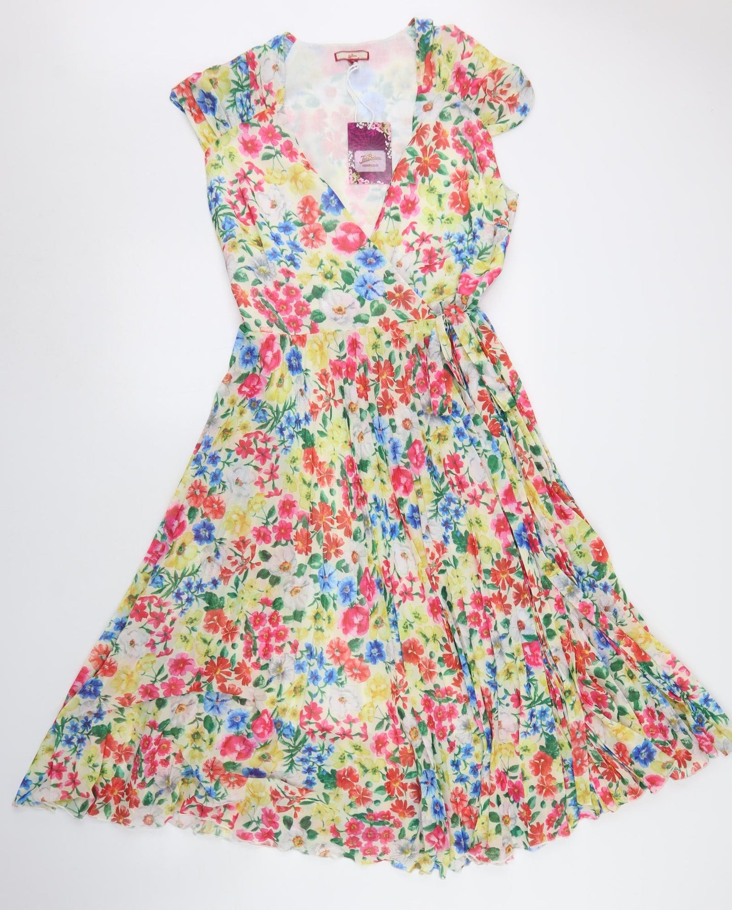 Joe Browns Womens Multicoloured Floral Polyester Wrap Dress  Size 12  V-Neck Tie