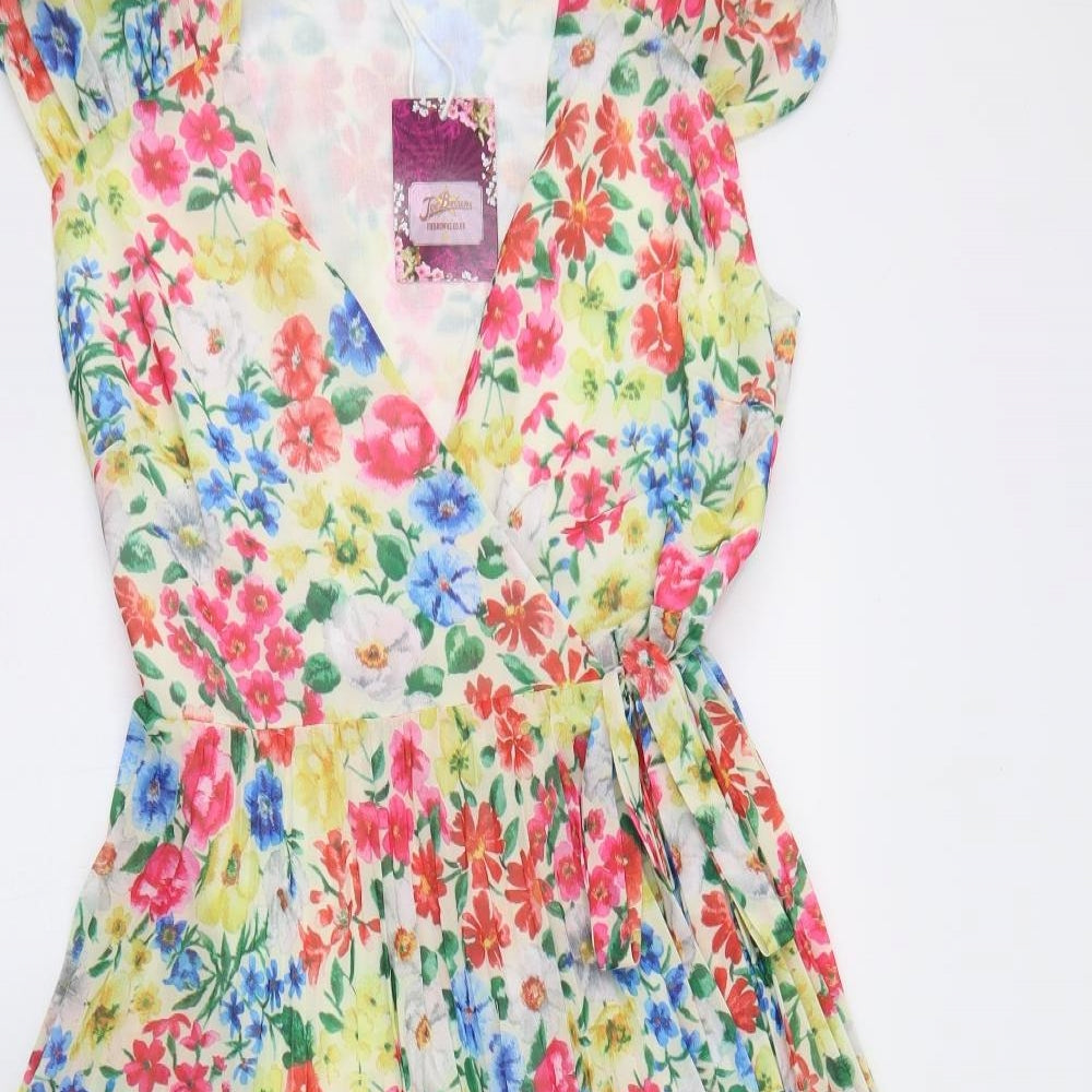 Joe Browns Womens Multicoloured Floral Polyester Wrap Dress  Size 12  V-Neck Tie