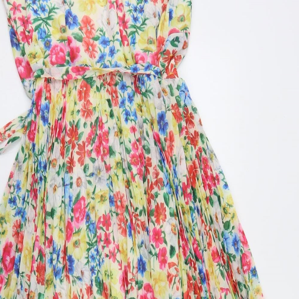 Joe Browns Womens Multicoloured Floral Polyester Wrap Dress  Size 12  V-Neck Tie