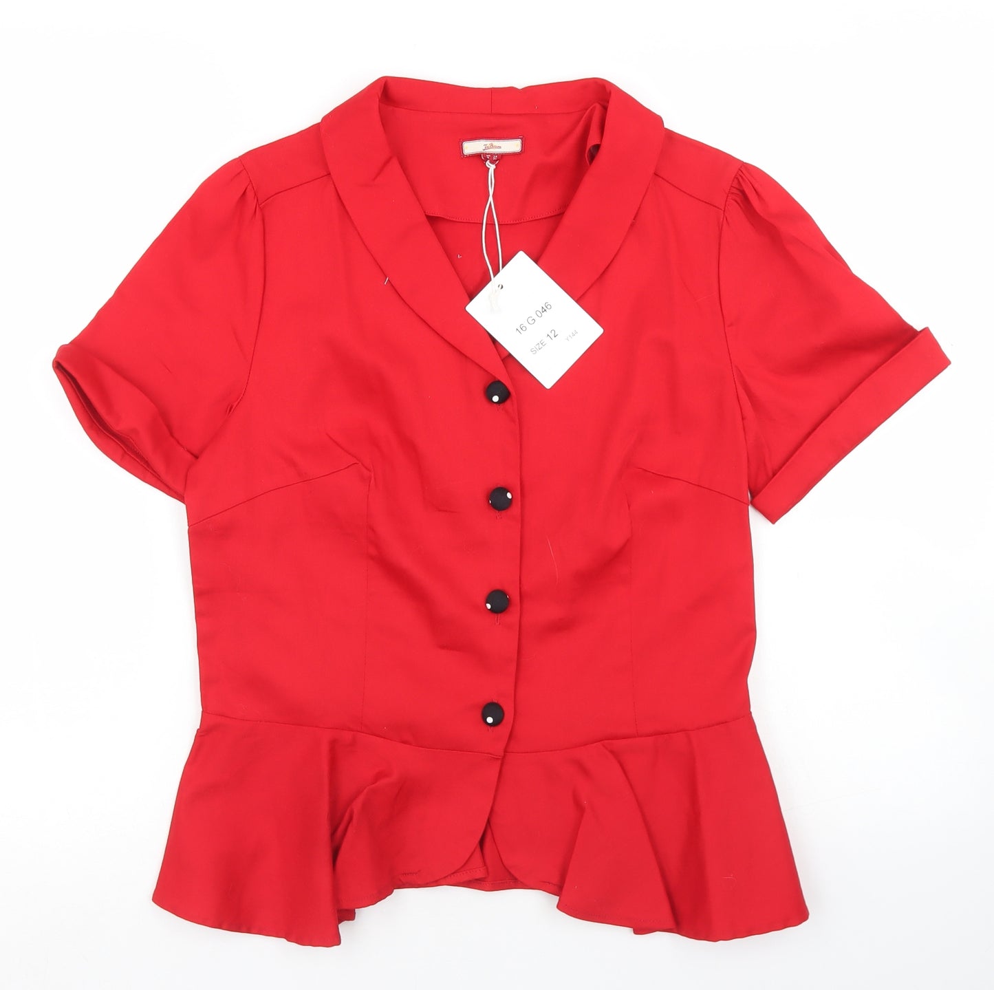 Joe Browns Womens Red  Cotton Basic Button-Up Size 12 Collared