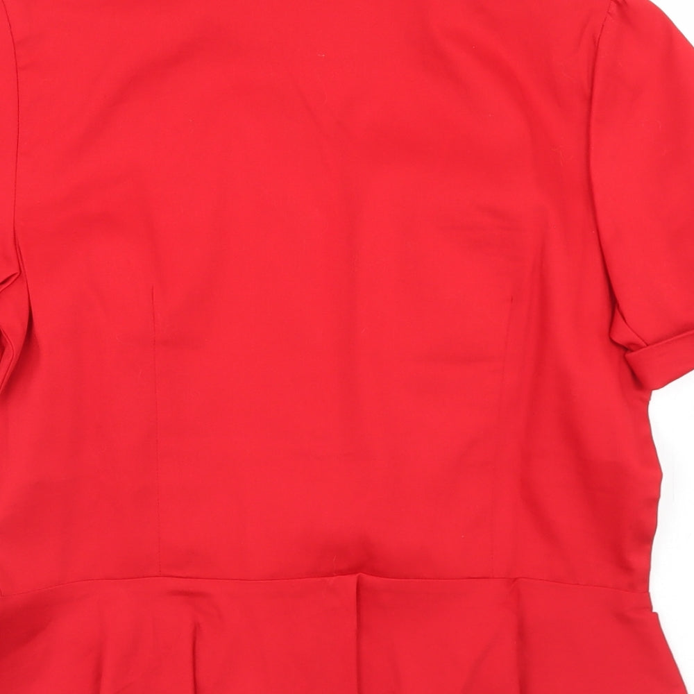 Joe Browns Womens Red  Cotton Basic Button-Up Size 12 Collared