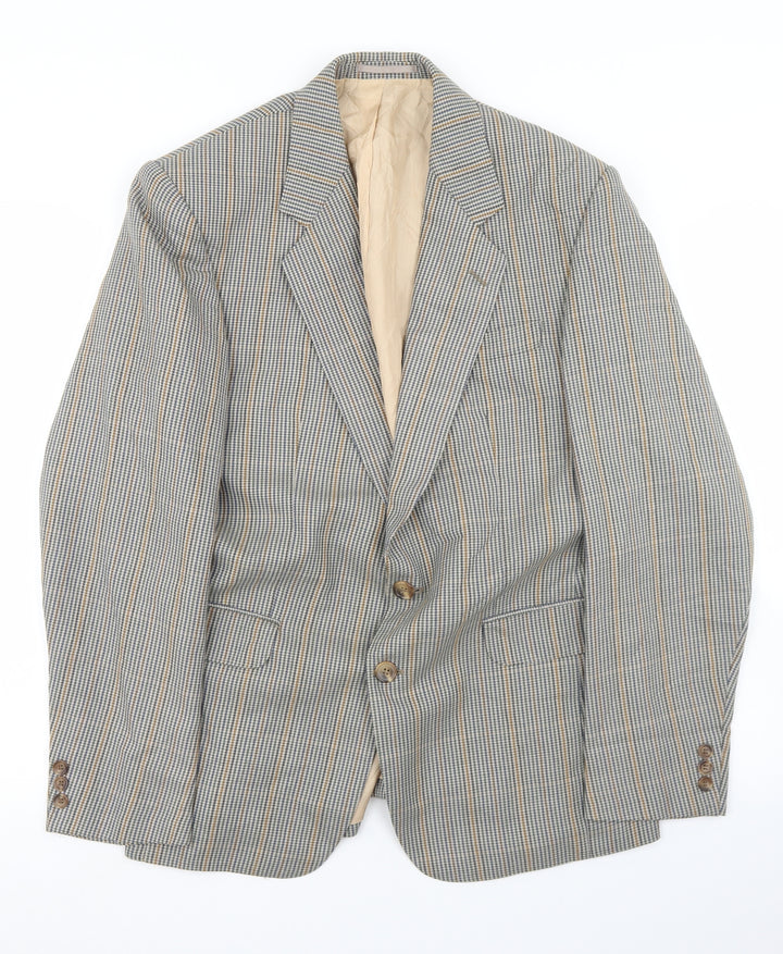 Man International Mens Multicoloured Houndstooth Polyester Jacket Blazer Size 36
