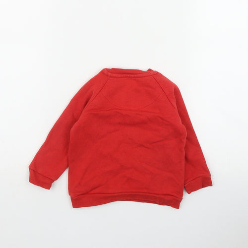 F&F Boys Red  Cotton Pullover Jumper Size 6-9 Months  Snap - 'Let the good times roll'