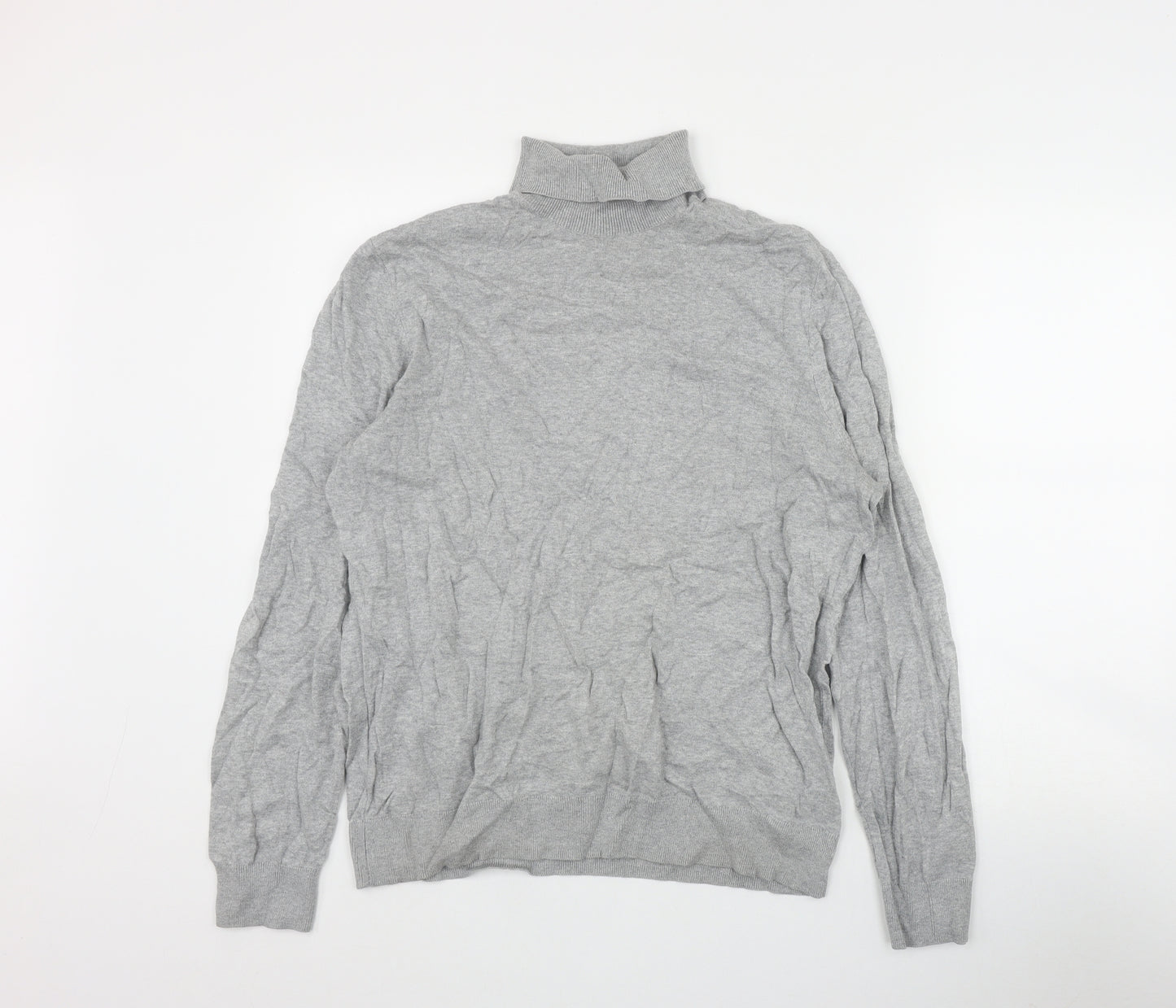 Burton Mens Grey Roll Neck  Cotton Pullover Jumper Size L