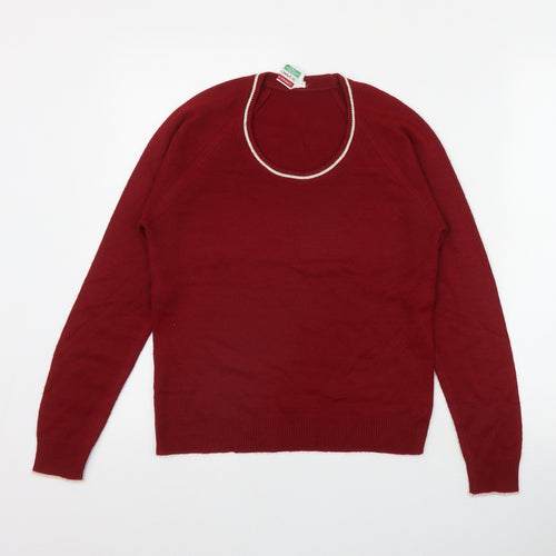 Yum Yum Womens Red Round Neck  Acrylic Pullover Jumper Size 6