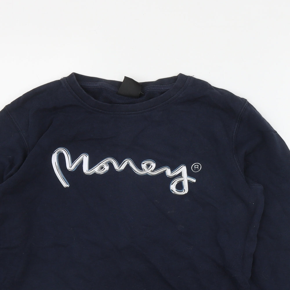 Money Boys Blue  Cotton Pullover Sweatshirt Size 14-15 Years  Pullover