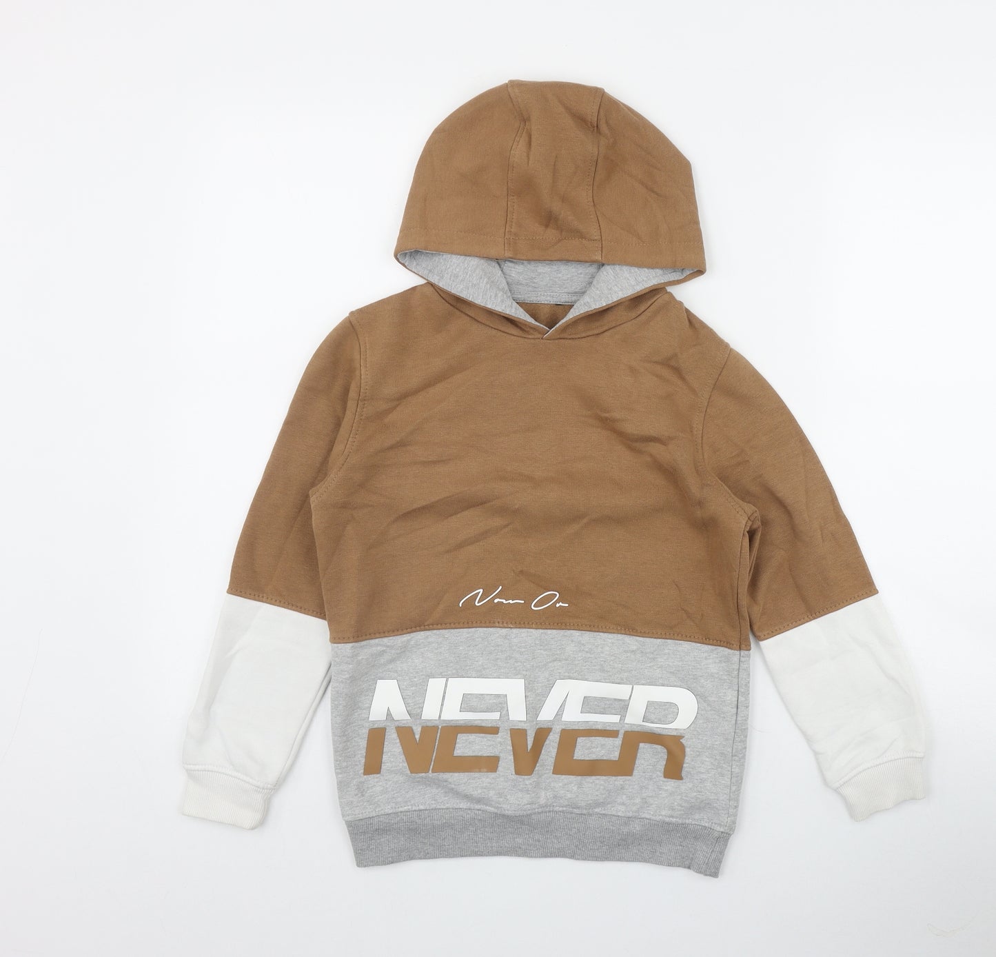 George Boys Brown  Cotton Pullover Hoodie Size 9-10 Years  Pullover - 'Now or never'