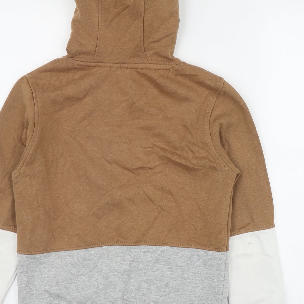 George Boys Brown  Cotton Pullover Hoodie Size 9-10 Years  Pullover - 'Now or never'