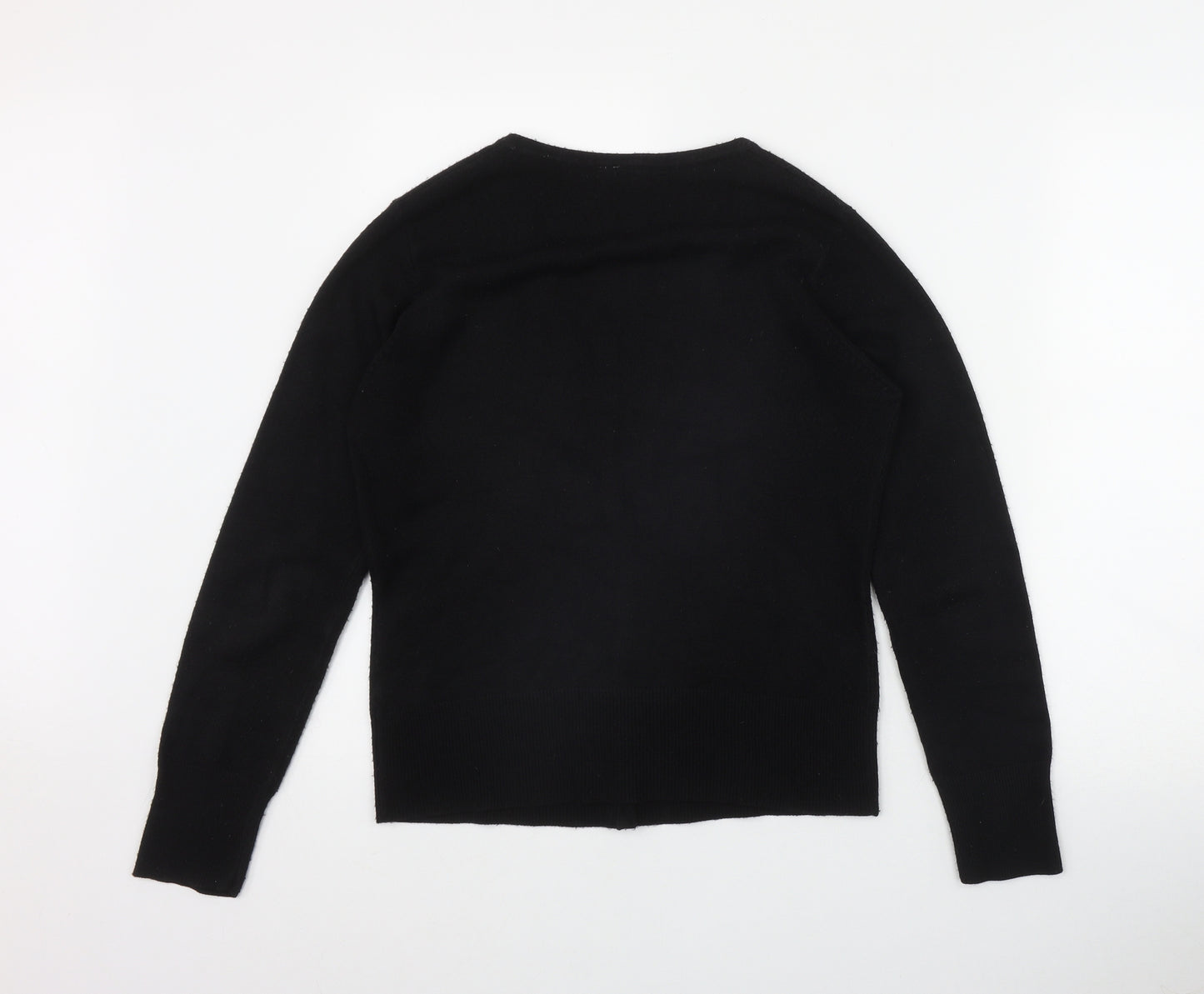 TU Womens Black V-Neck  Acrylic Cardigan Jumper Size 12