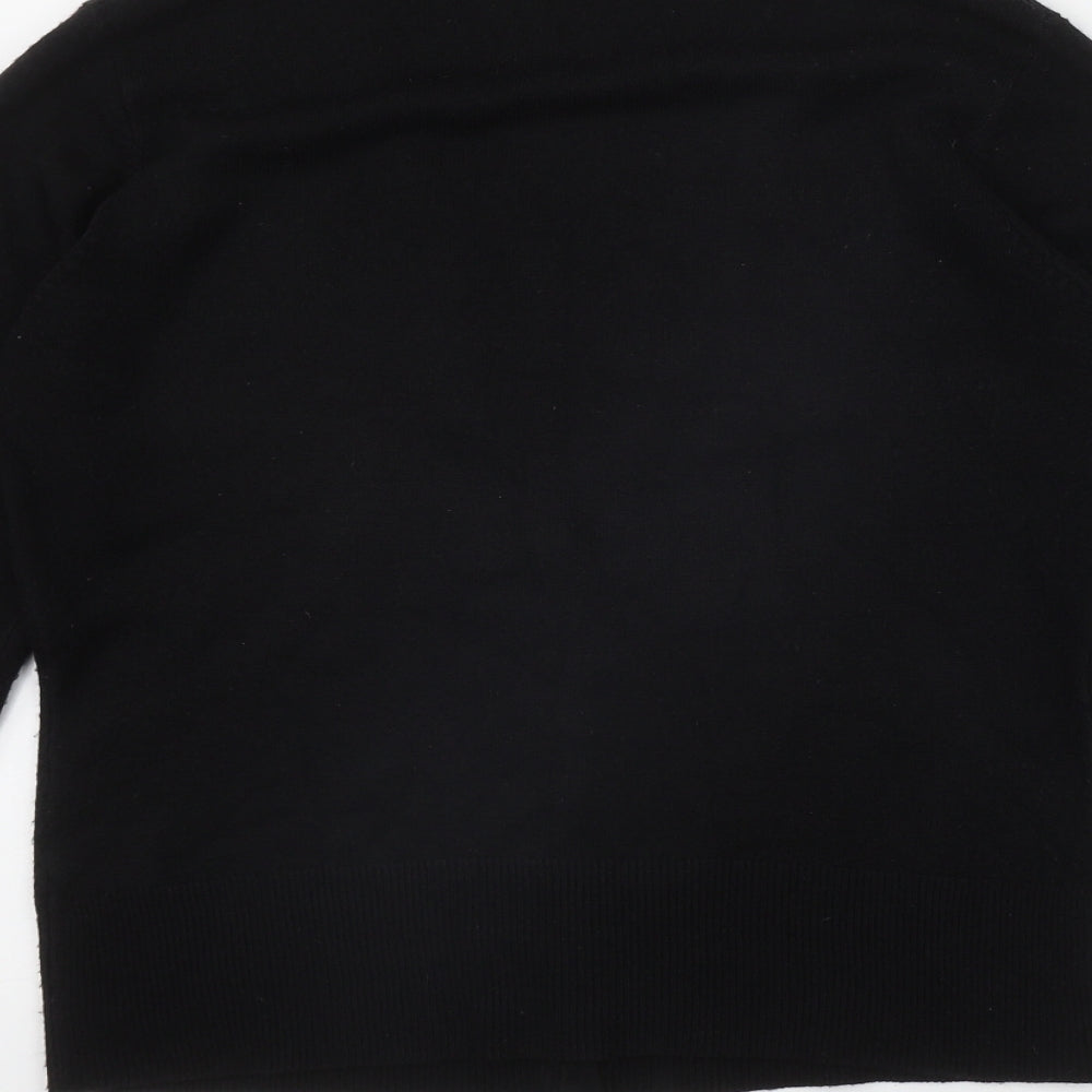 TU Womens Black V-Neck  Acrylic Cardigan Jumper Size 12