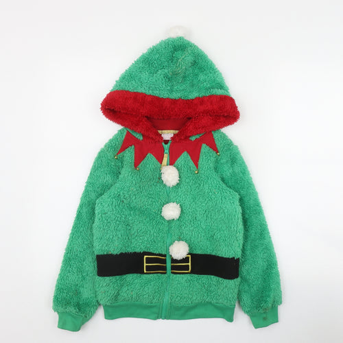 F&F Boys Green Polyester Full Zip Hoodie Size 9-10 Years Zip