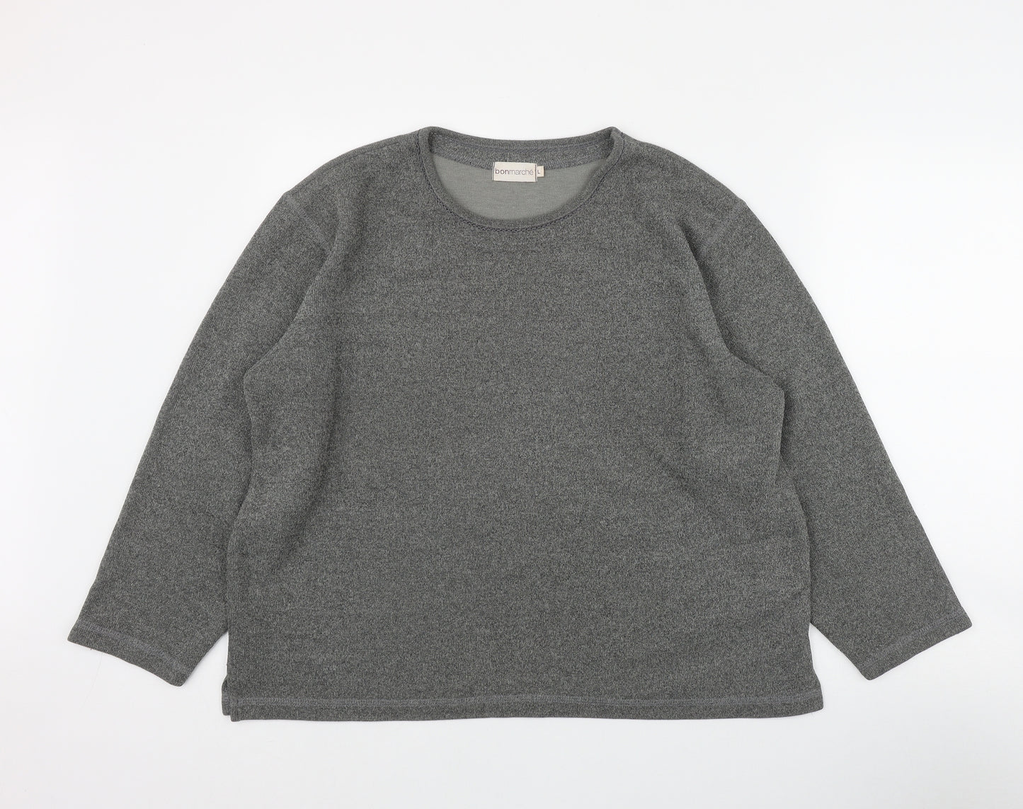 Bonmarché Womens Grey Round Neck  Polyester Pullover Jumper Size L