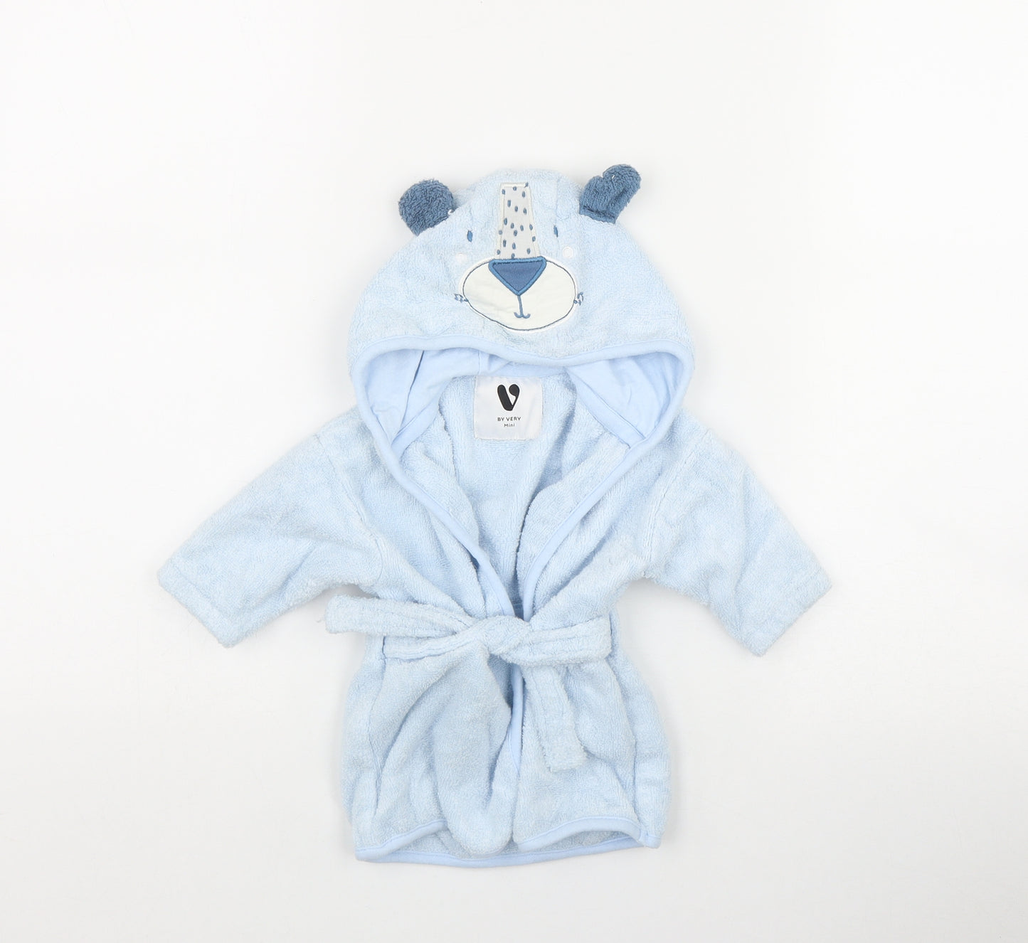 Very Boys Blue Solid Cotton Kimono Robe Size 0-3 Months  Tie