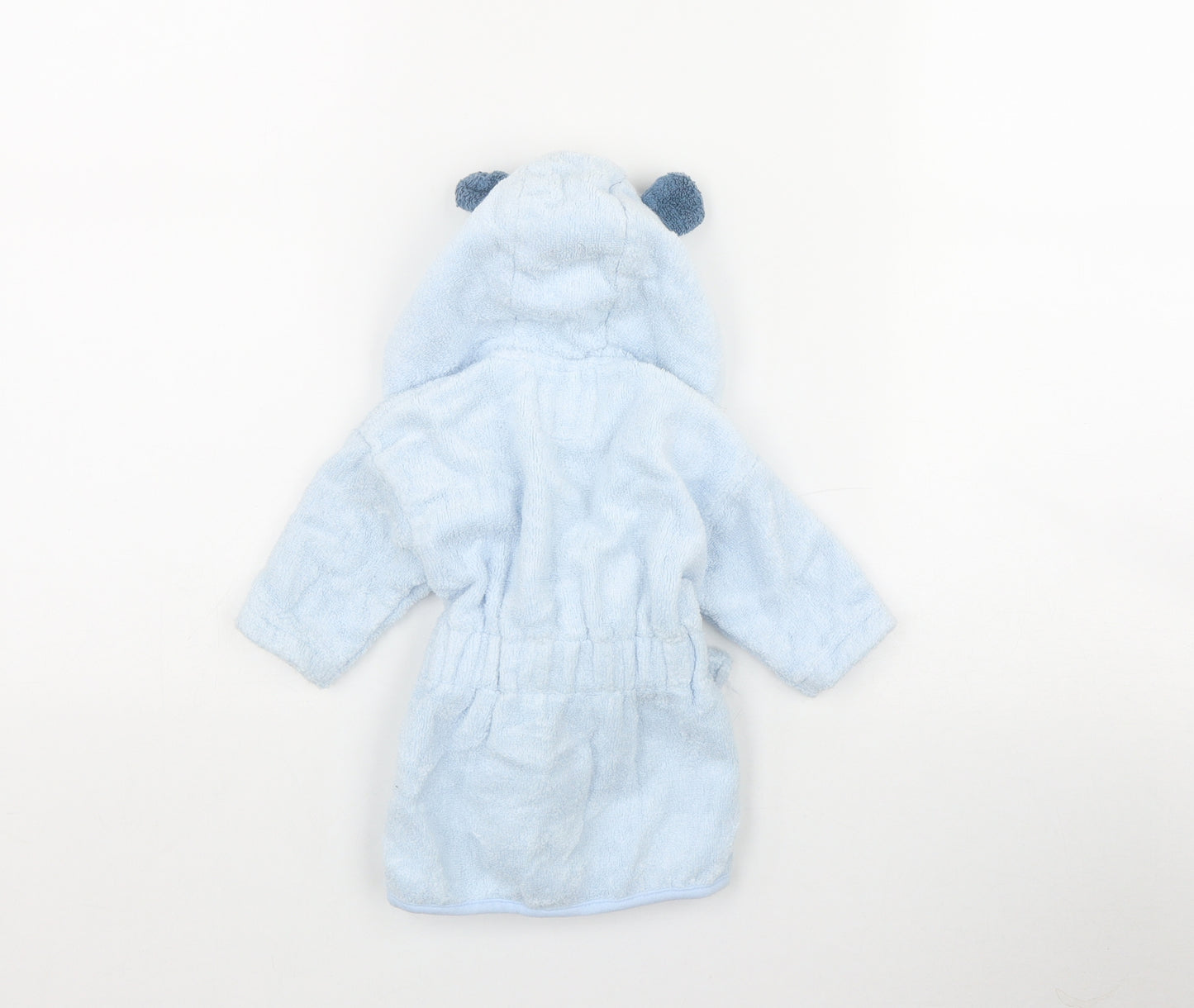 Very Boys Blue Solid Cotton Kimono Robe Size 0-3 Months  Tie