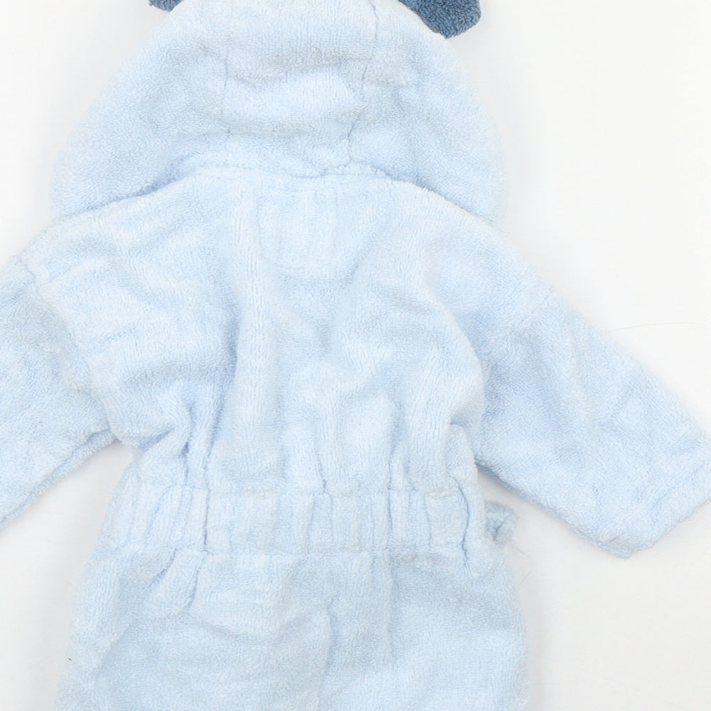 Very Boys Blue Solid Cotton Kimono Robe Size 0-3 Months  Tie