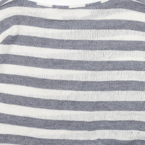 Atmosphere Womens Blue Round Neck Striped Polyester Pullover Jumper Size 8