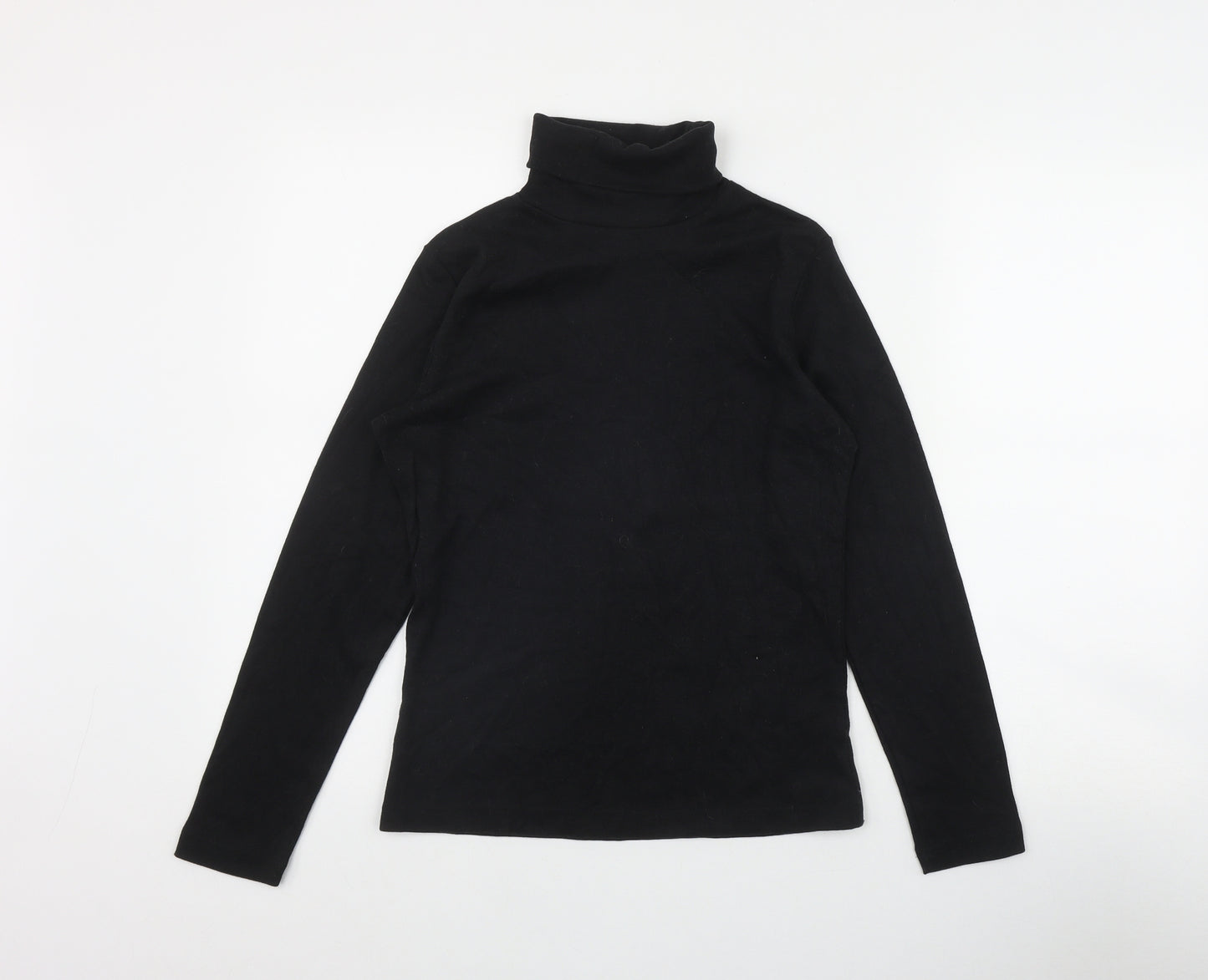 E-vie Womens Black  Cotton Basic T-Shirt Size 14 Roll Neck