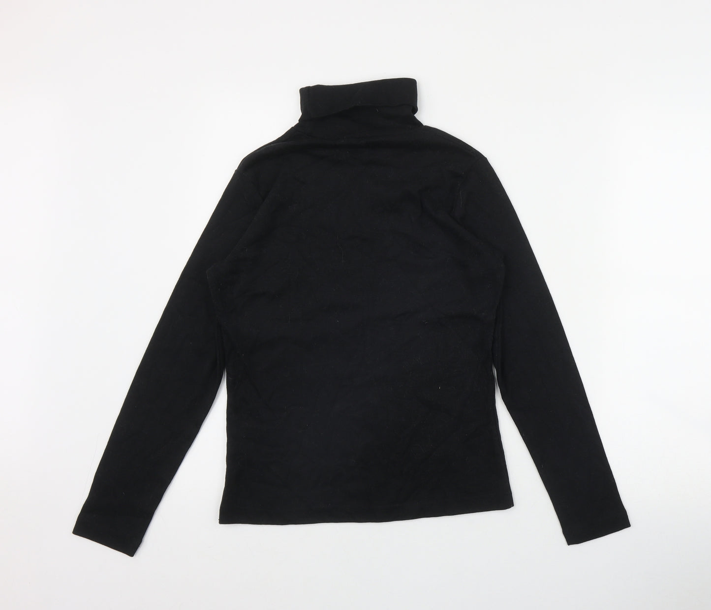 E-vie Womens Black  Cotton Basic T-Shirt Size 14 Roll Neck