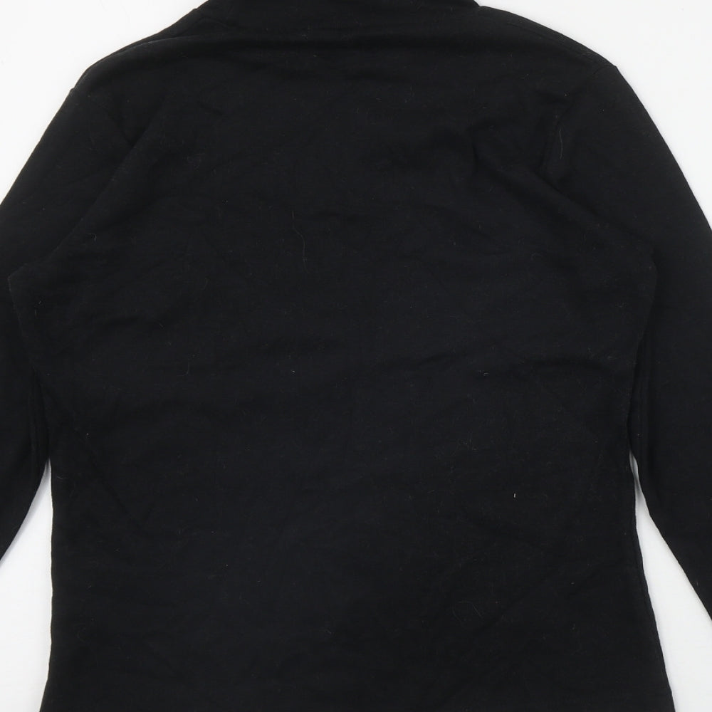 E-vie Womens Black  Cotton Basic T-Shirt Size 14 Roll Neck