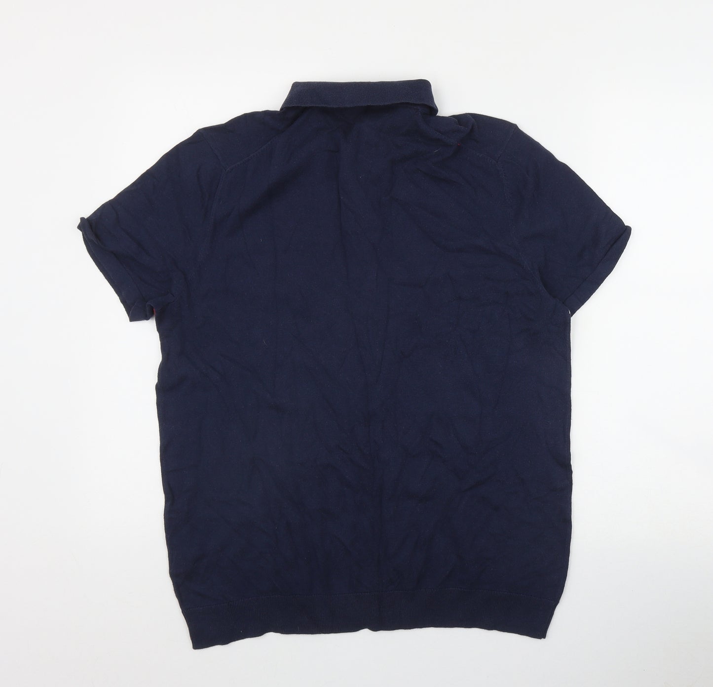 Marks and Spencer Mens Blue  Cotton  Polo Size L Collared Pullover