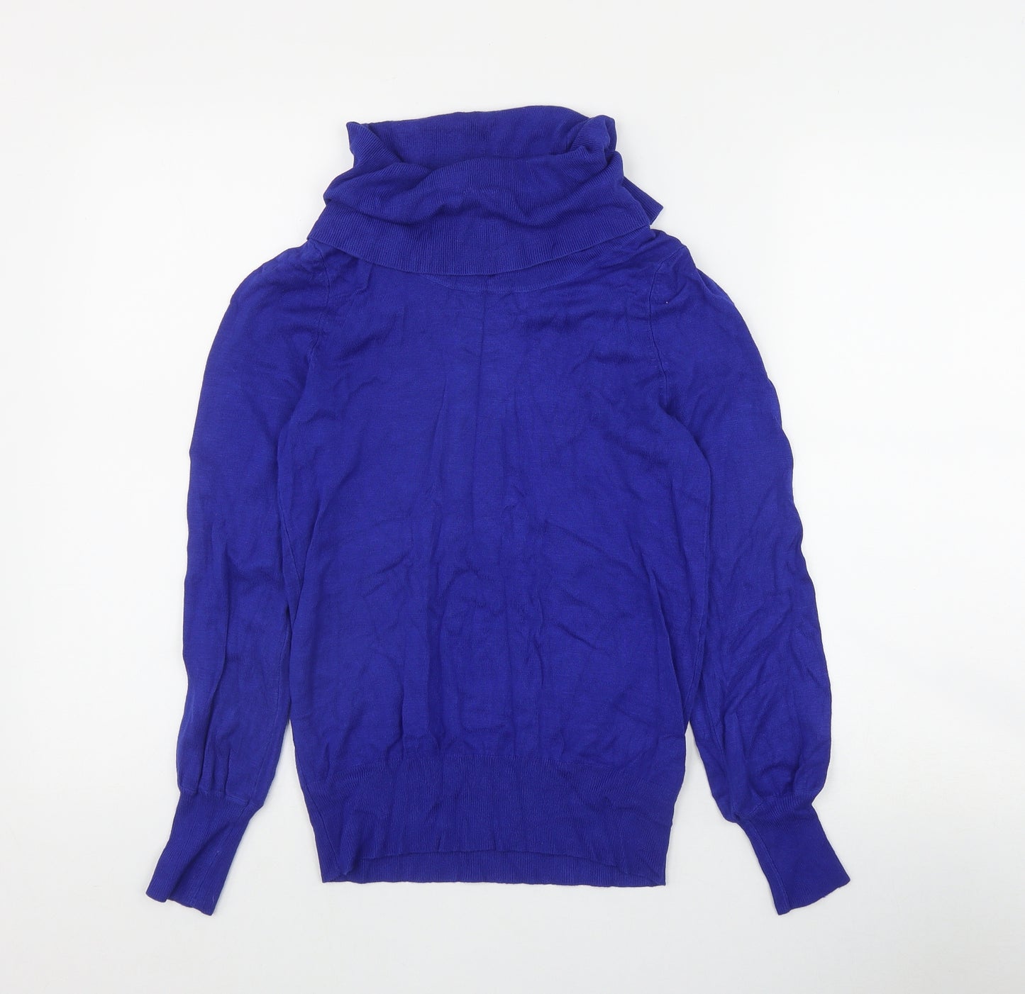 Marks and Spencer Womens Blue Roll Neck  Viscose Pullover Jumper Size 10