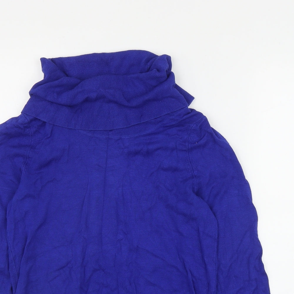 Marks and Spencer Womens Blue Roll Neck  Viscose Pullover Jumper Size 10