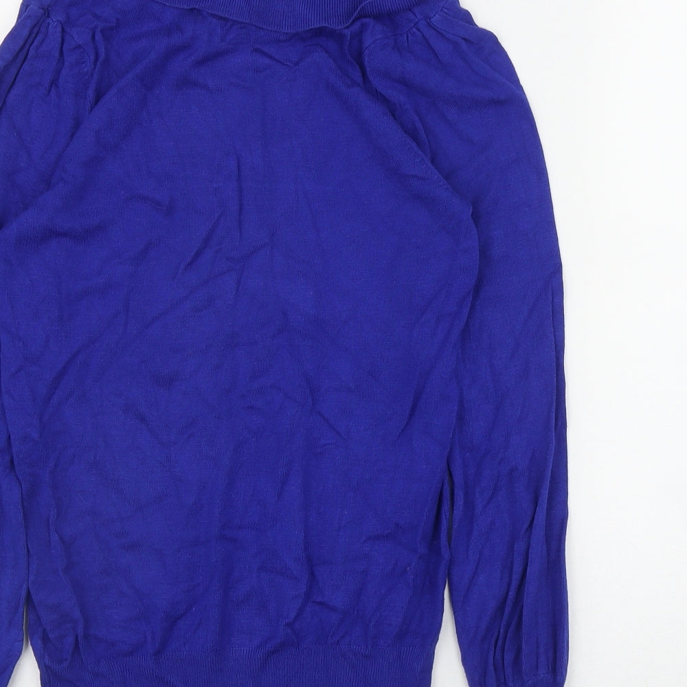 Marks and Spencer Womens Blue Roll Neck  Viscose Pullover Jumper Size 10