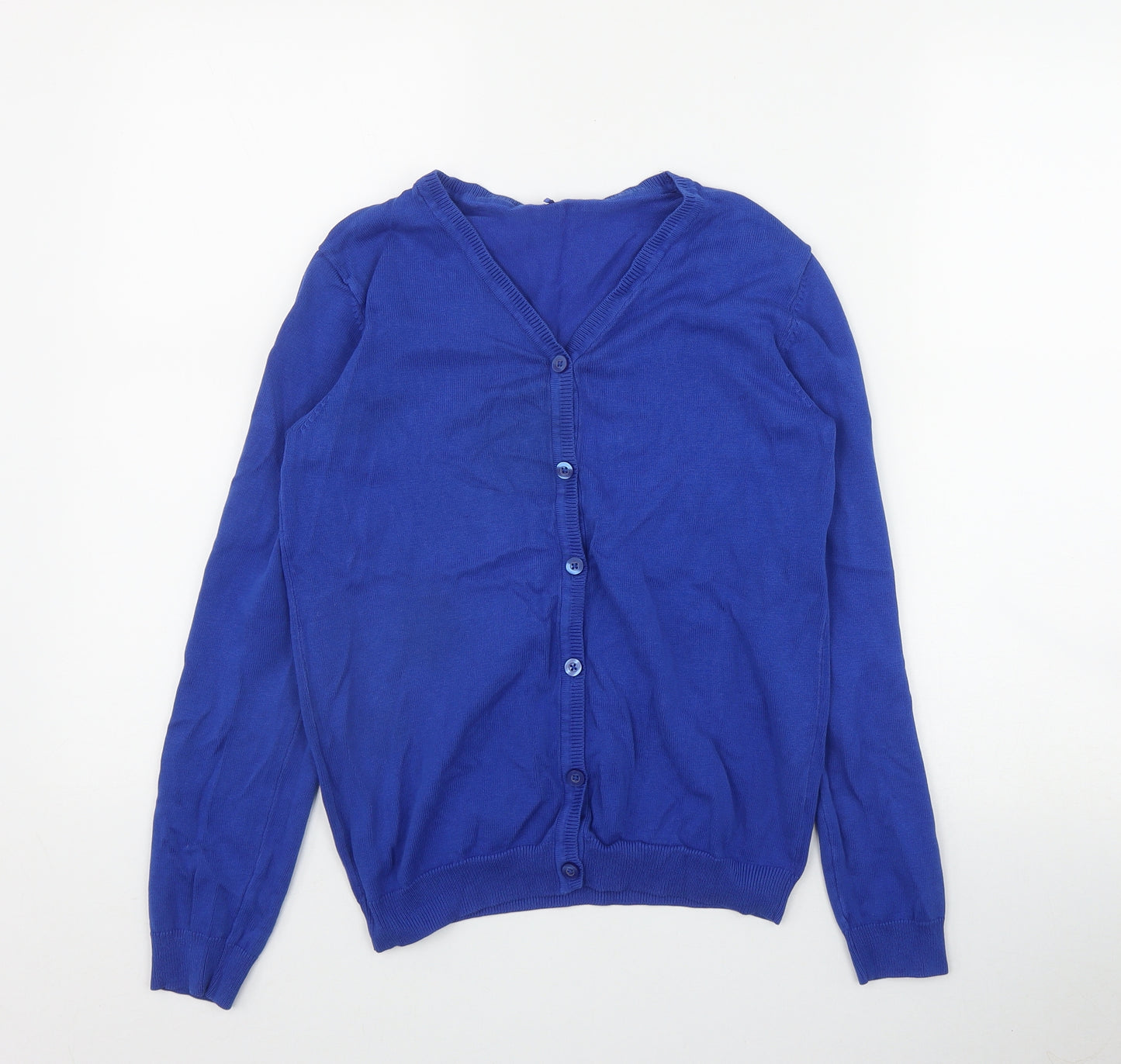 George Girls Blue V-Neck  Cotton Cardigan Jumper Size 12-13 Years  Button