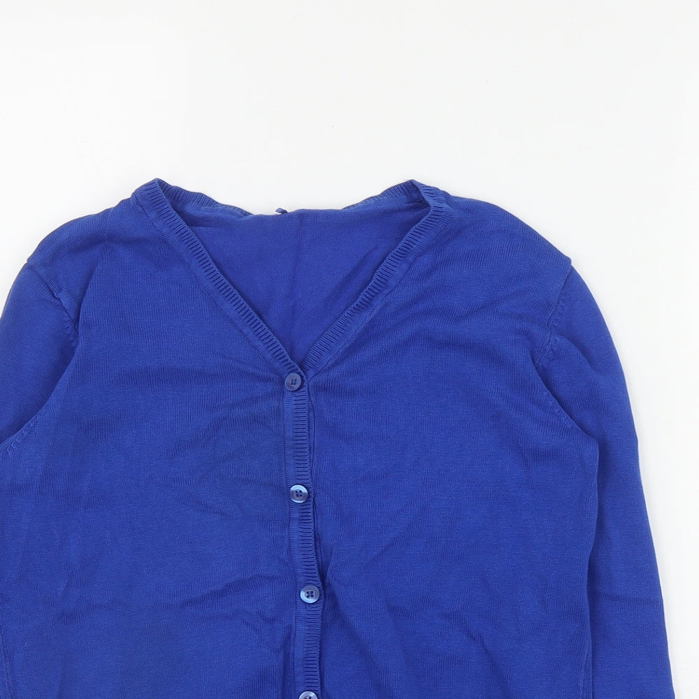 George Girls Blue V-Neck  Cotton Cardigan Jumper Size 12-13 Years  Button