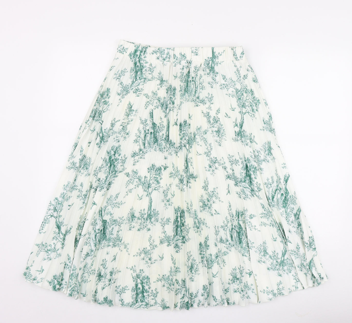 H&M Womens White Geometric Polyester Flare Skirt Size 14