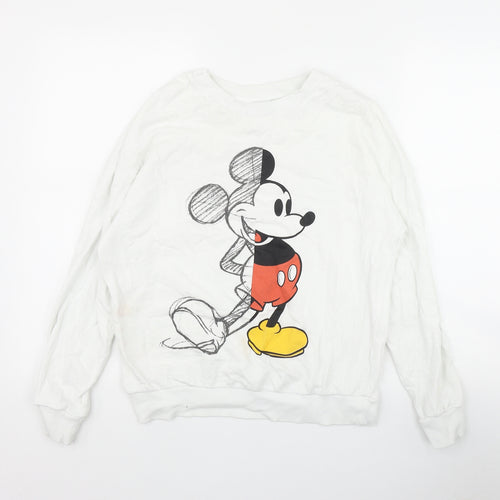 George Womens White  Cotton Pullover Sweatshirt Size 8  Pullover - Mickey Mouse